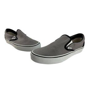 Vans Classic New Canvas Slip On Shoe in Gray + Black Men’s US 8 Women’s US 9.5